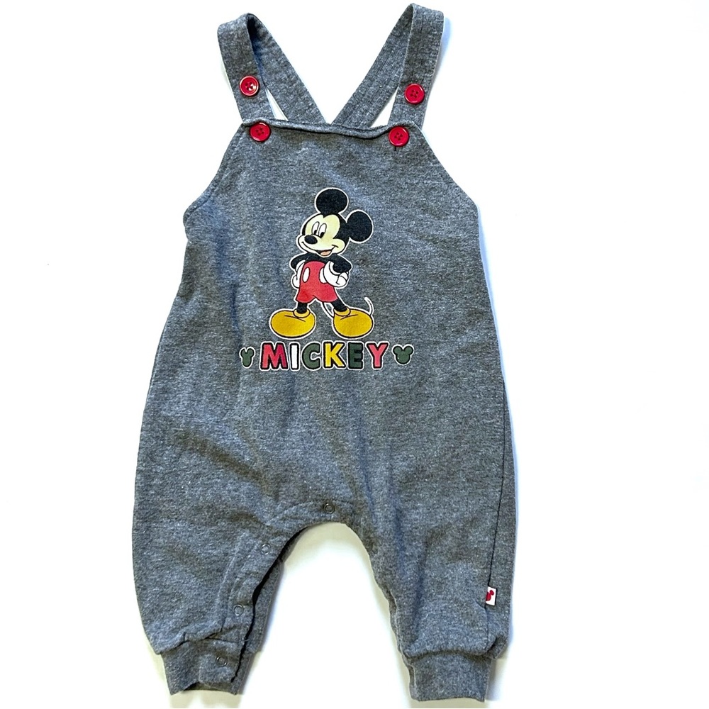 Disney Mickey Mouse Baby 6/9 Months Overalls Gray Sweats One Piece 6M 9M Outfit